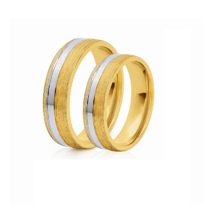 Pair of yellow and white gold wedding rings two tone Stergiadis 4,50mm 20-17